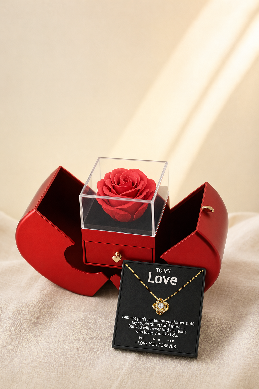 Rose Apple Gift Box with Love-Knot Necklace