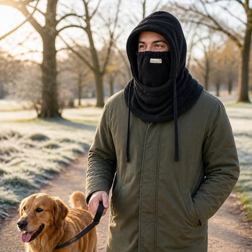 3-in-1 Fleece Winter Hood, Black, Adult One Size